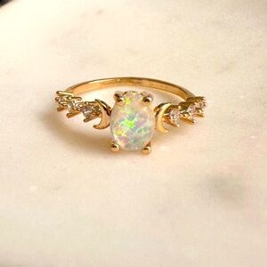 Opal Moon Ring Size 10